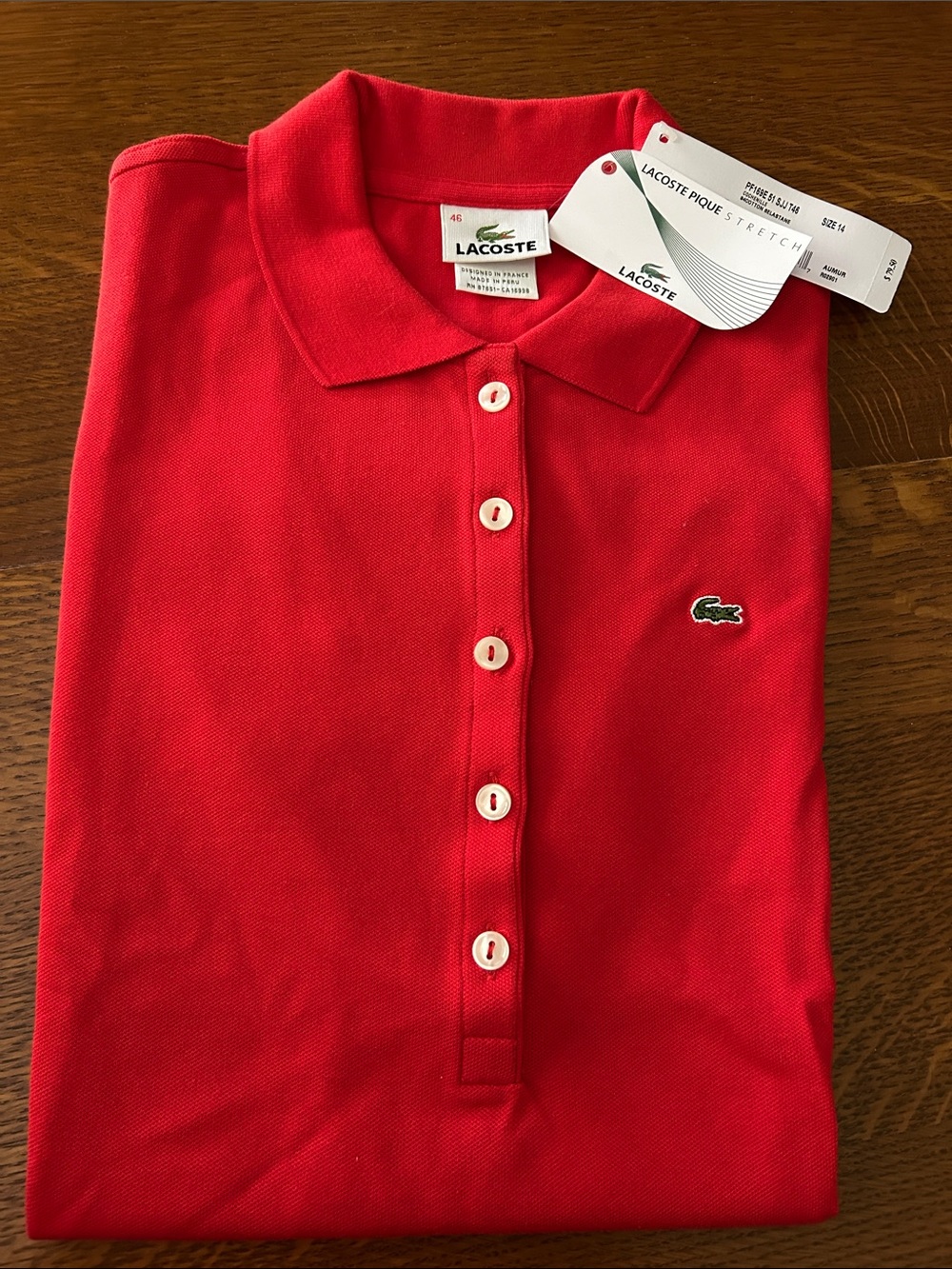 Lacoste Red Button-Front Polo